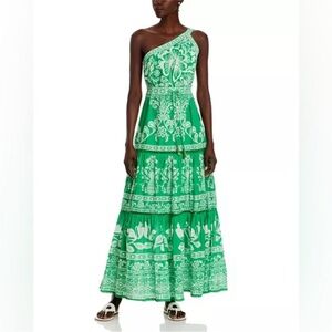 Farm Rio NWT One-Shoulder Green Floral Maxi Dress Size XSmall